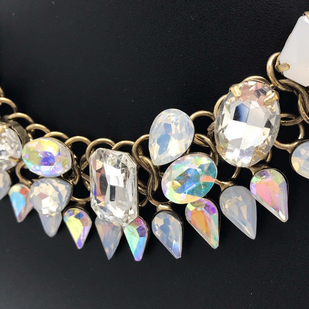 Statement Collar Necklace Large Rhinestone Gold - image 3